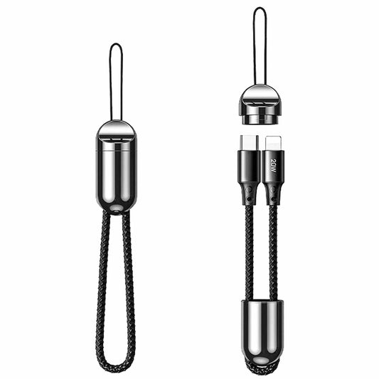 Cablu Date si Incarcare Rapida Timebox, Type-C la Lightning, 20W, 12 cm, Negru