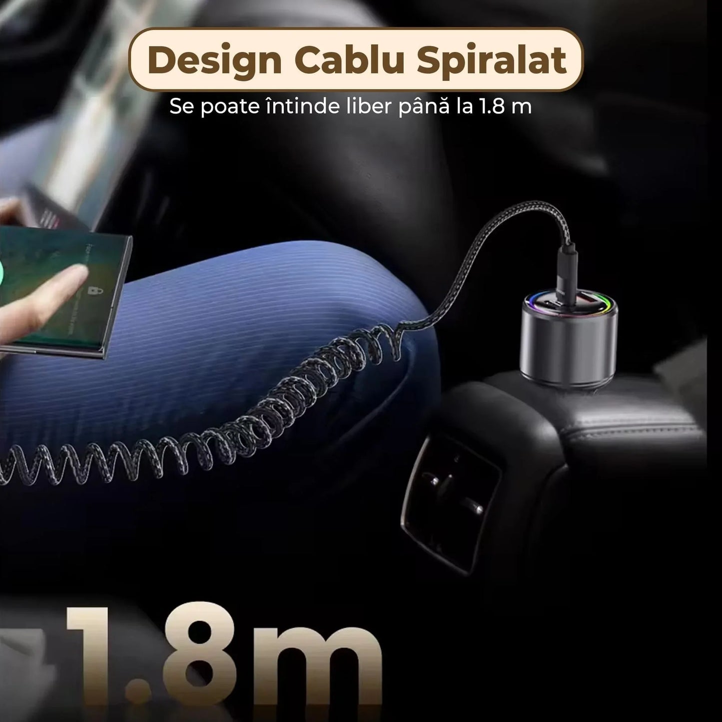 Cablu de Incarcare si Transfer de Date 100W, Timebox, Fast Charge, 480Mbps, 1,8m, LED Inteligent, Nylon, USB-C la Type-C, Negru - 221.ro