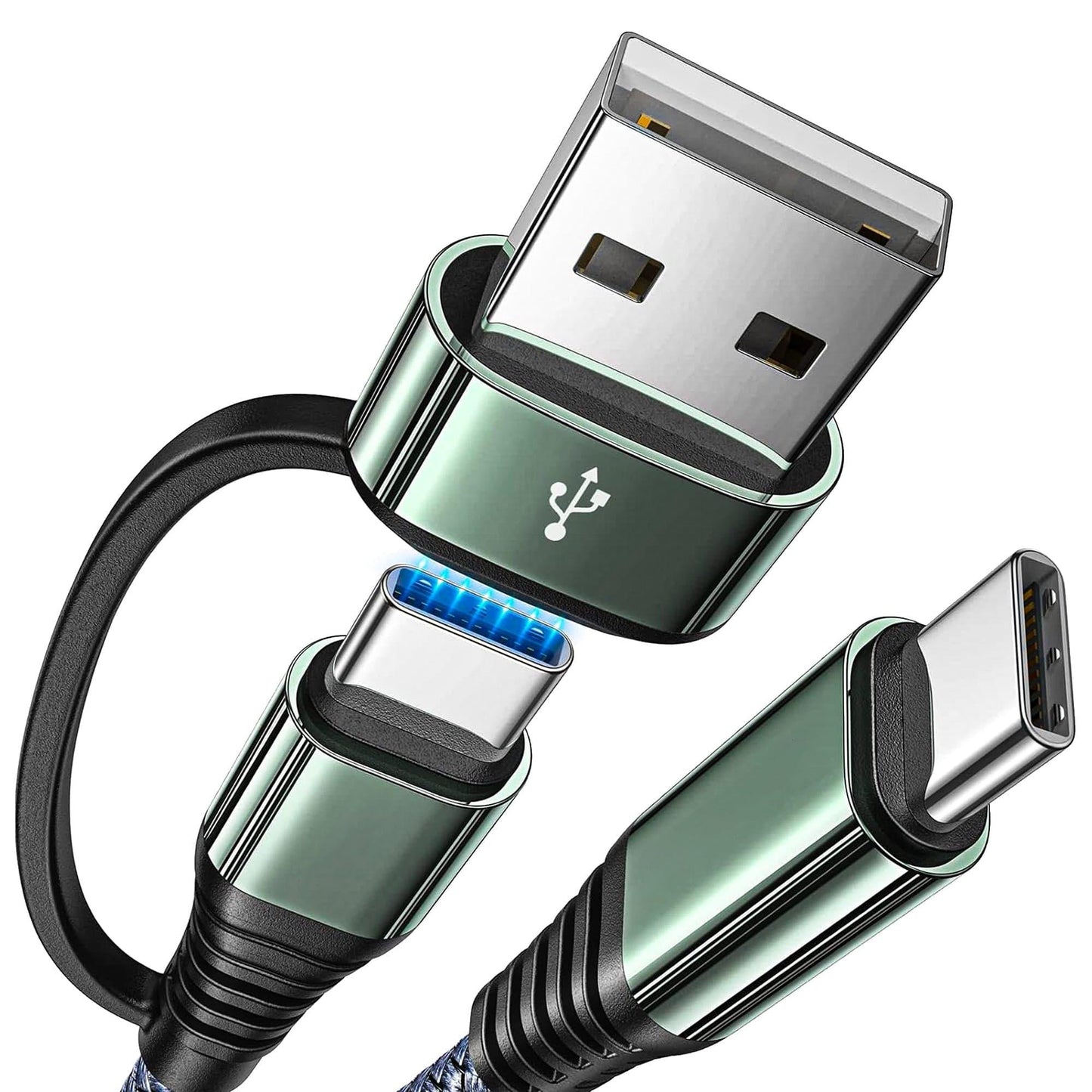 Cablu de incarcare 2 in 1 si transfer de date Fast Charge 65W, 2m, USB-C, Negru