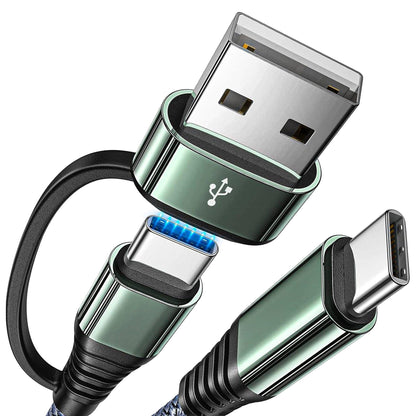 Cablu de incarcare 2 in 1 si transfer de date Fast Charge 65W, 2m, USB-C, Negru