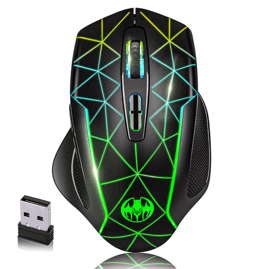 Mouse gaming Wireless cu Jiggler Timebox, 1600DPI, USB Reciver, RGB Led, Negru