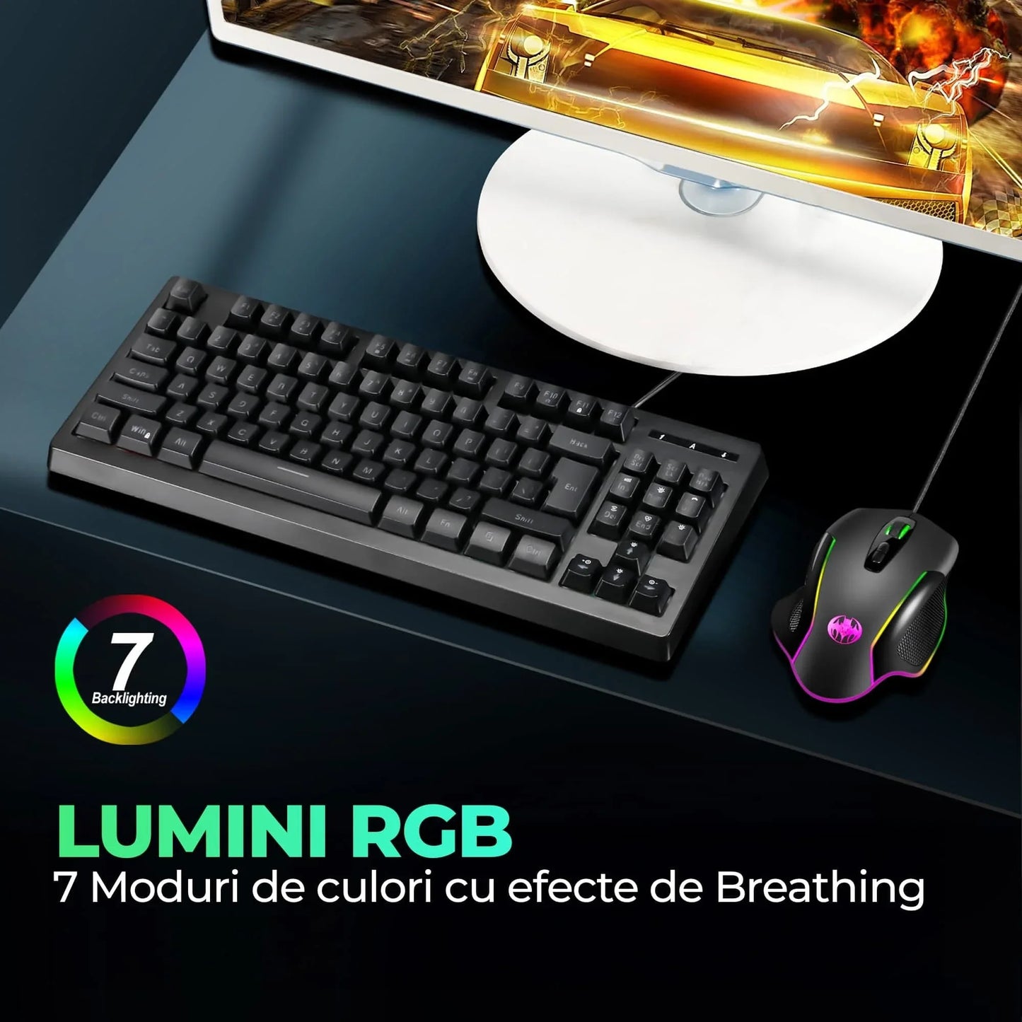 Mouse gaming Jiggler Timebox, RGB, 3 trepte DPI, USB, 4 GHz, RGB Led, Negru