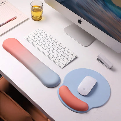 Mousepad ergonomic cu Spuma cu Memorie pentru sustinere incheietura mana cu Wrist Rest pentru mouse si tastatura, baza anti-derapanta, Roz, Albastru - 221.ro