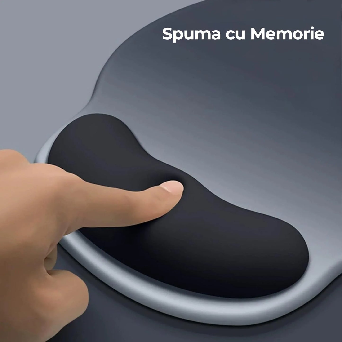 Mousepad ergonomic cu Spuma cu Memorie pentru sustinere incheietura mana cu Wrist Rest pentru mouse si tastatura, baza anti-derapanta, Negru - 221.ro