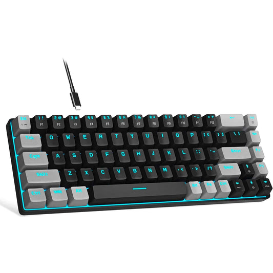 Tastatura Mecanica Gaming Timebox, 60%, Lumini LED, 68 taste, cu cablu Type-C, Red Swtich, Portabila, Negru Gri - 221.ro