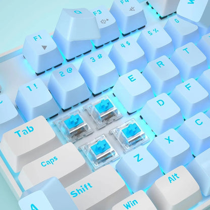 Tastatura Mecanica Gaming MageGee, 75%, iluminare LED, 87 taste TKL, cu fir, Blue Switch, Alb Albastru - 221.ro