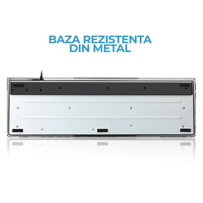 Kit Tastatura, Mouse Gaming RGB, 104 taste, cu fir, 7 culori si moduri de iluminare, Design Ergonomic, Baza metalica, Negru - 221.ro