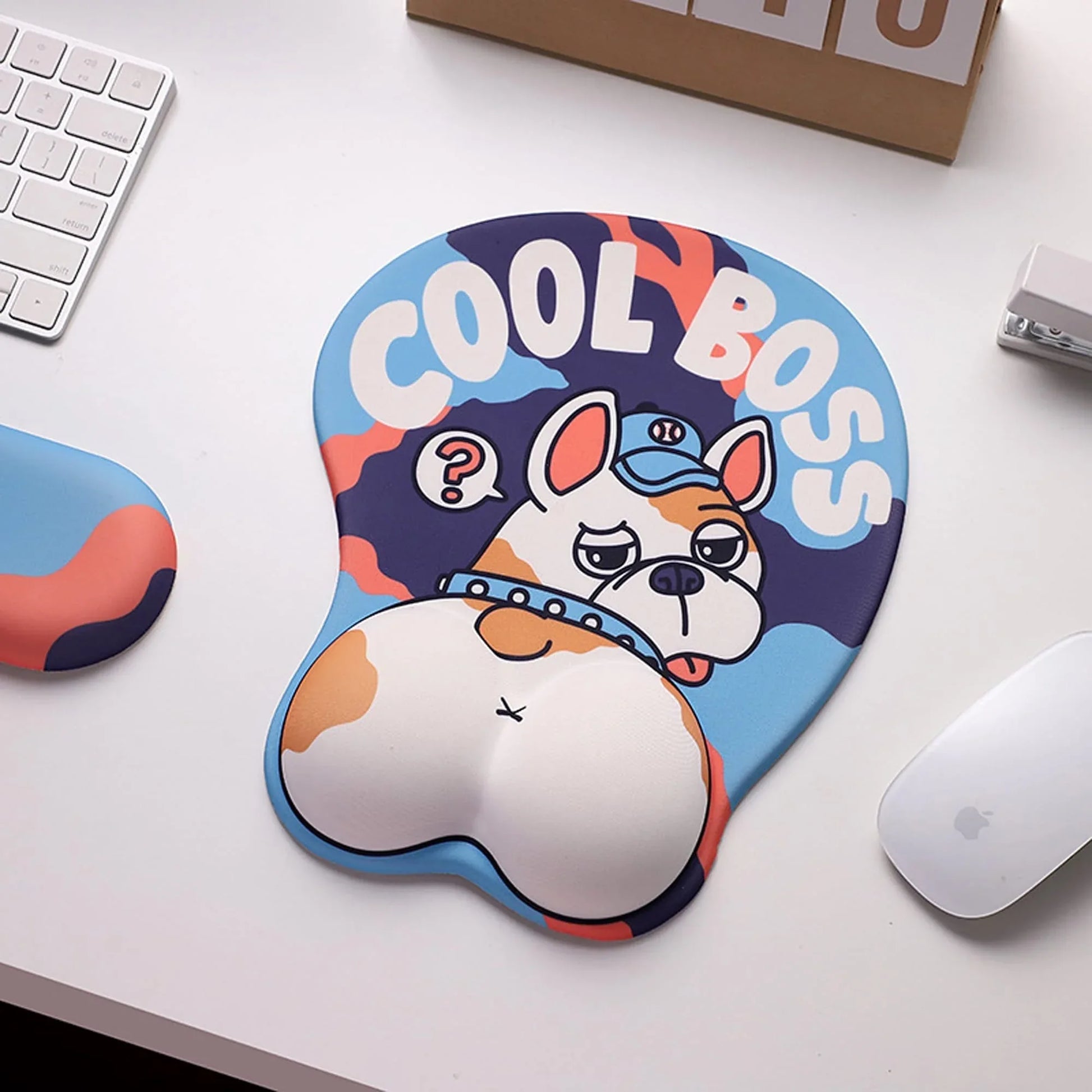 Mousepad ergonomic, spuma cu memorie pentru sustinere incheietura mana cu Wrist Rest mouse, Baza anti-derapanta, Stil Catel Bulldog - 221.ro