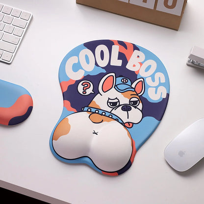 Mousepad ergonomic, spuma cu memorie pentru sustinere incheietura mana cu Wrist Rest mouse, Baza anti-derapanta, Stil Catel Bulldog - 221.ro