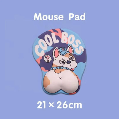 Mousepad ergonomic, spuma cu memorie pentru sustinere incheietura mana cu Wrist Rest mouse, Baza anti-derapanta, Stil Catel Bulldog - 221.ro