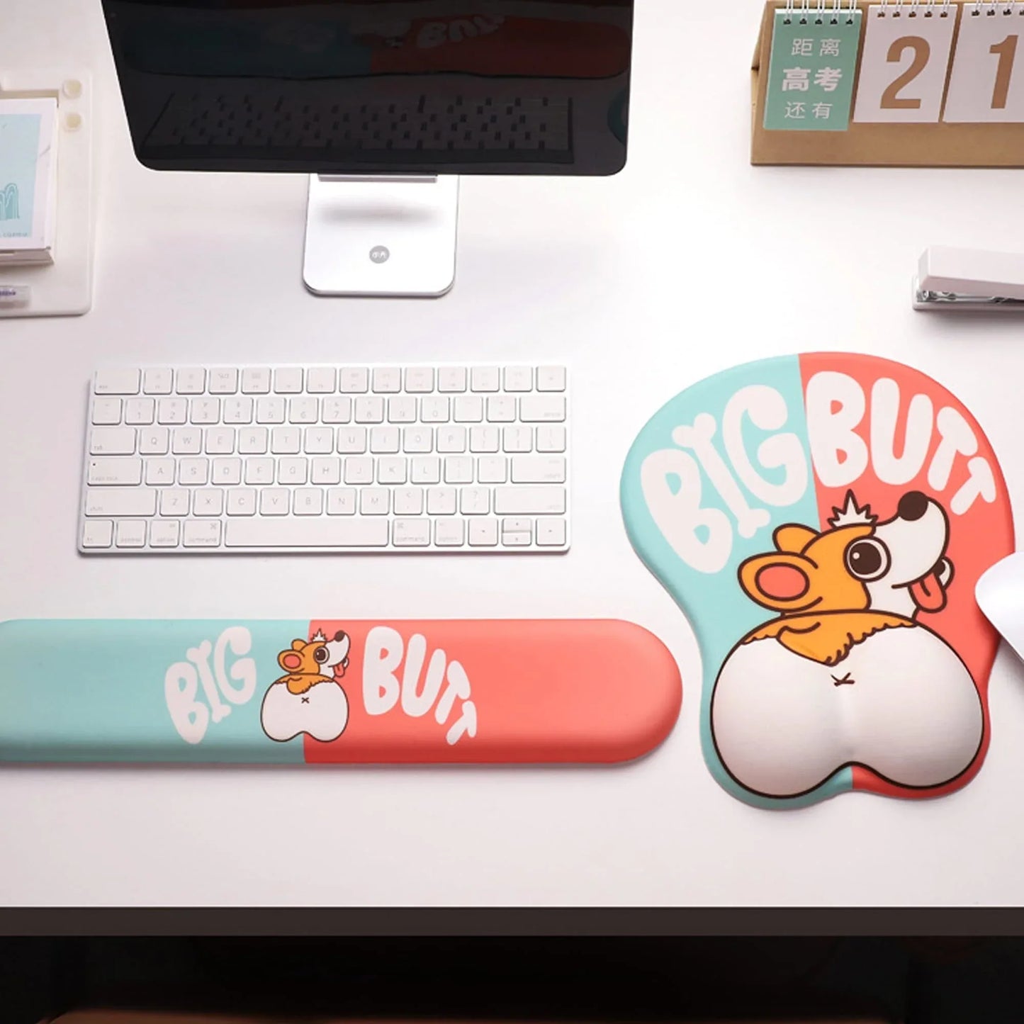 Mousepad ergonomic, spuma cu memorie pentru sustinere incheietura mana cu Wrist Rest mouse, Baza anti-derapanta, Stil Catel Corgi - 221.ro