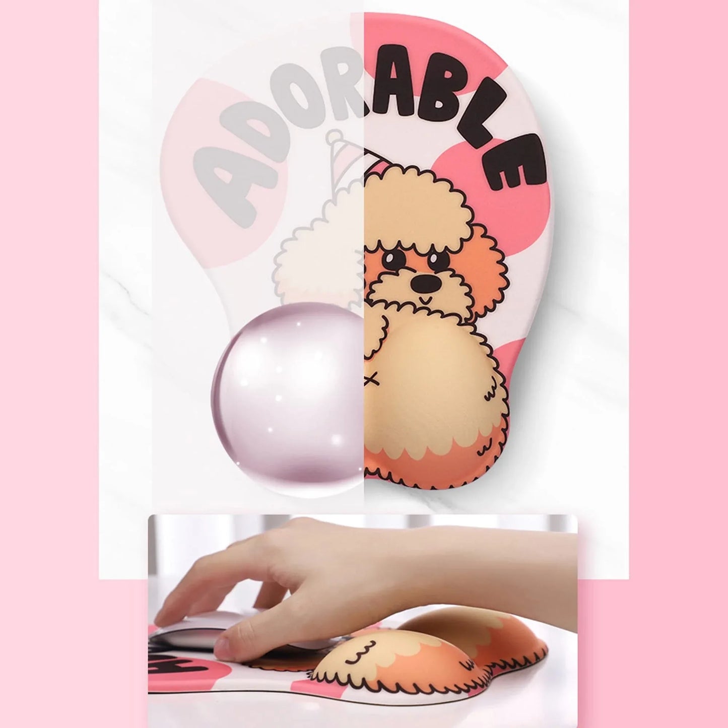 Mousepad ergonomic, spuma cu memorie pentru sustinere incheietura mana cu Wrist Rest mouse, Baza anti-derapanta, Stil Catel Puppy - 221.ro