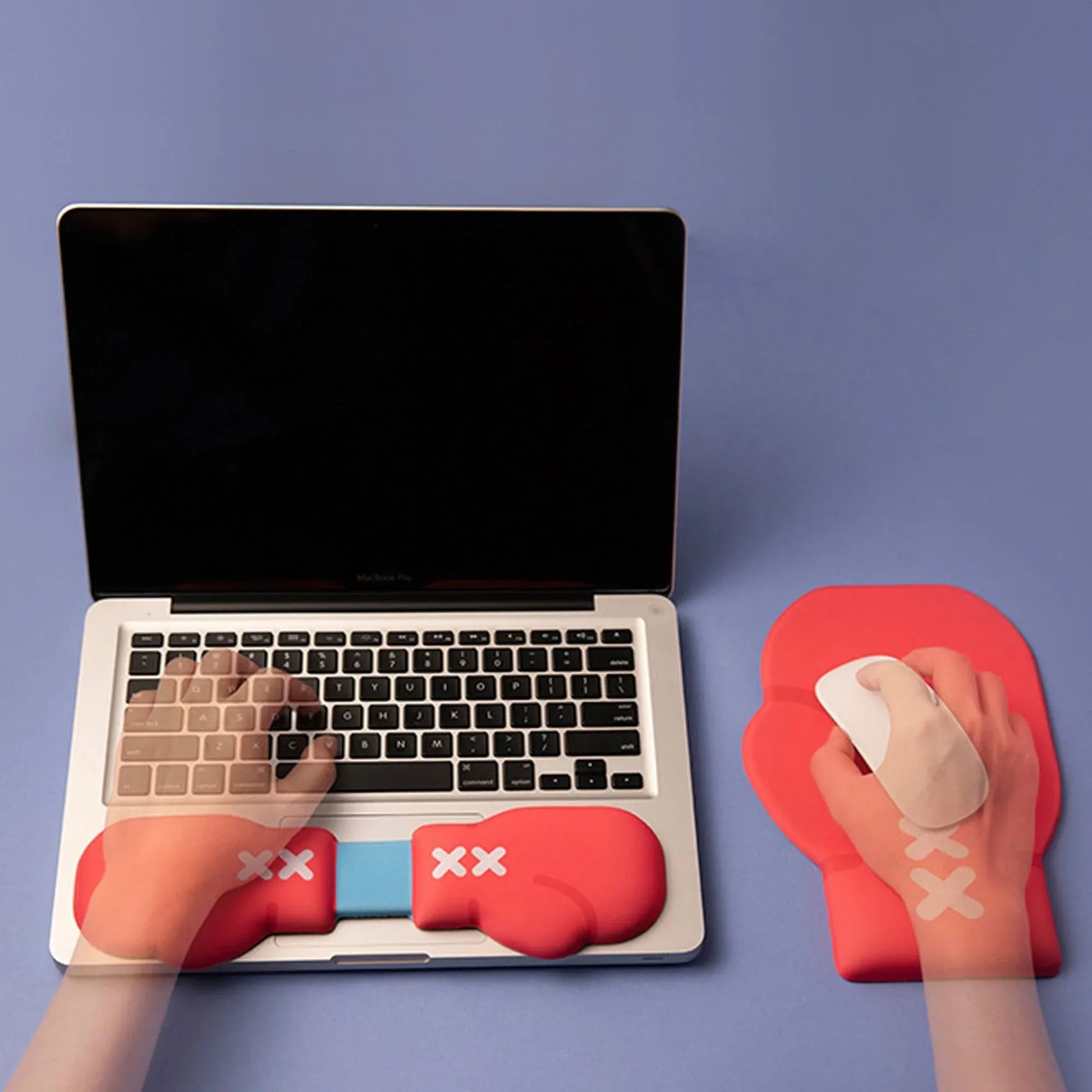 Mousepad ergonomic, spuma cu memorie pentru sustinere incheietura mana cu Wrist Rest pentru tastatura si mouse, Baza anti-derapanta, Stil manusi box - 221.ro