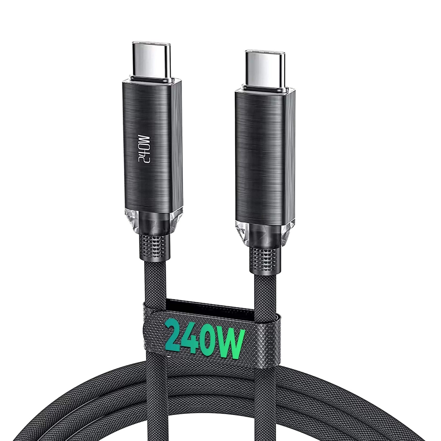 Cablu de Incarcare si Transfer de Date, Timebox, Super Fast-Charge 240W, 2m, Nylon, USB-C la Type-C, Negru - 221.ro