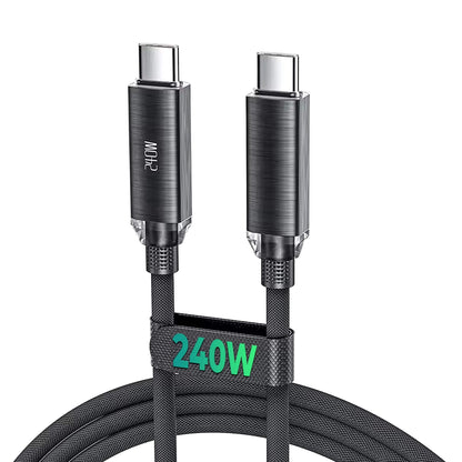 Cablu de Incarcare si Transfer de Date, Timebox, Super Fast-Charge 240W, 2m, Nylon, USB-C la Type-C, Negru - 221.ro