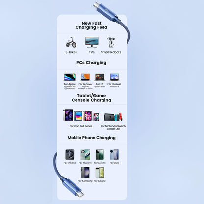 Cablu de Incarcare si Transfer de Date, Timebox, Super Fast-Charge 240W, 2m, Nylon, USB-C la Type-C, Negru - 221.ro