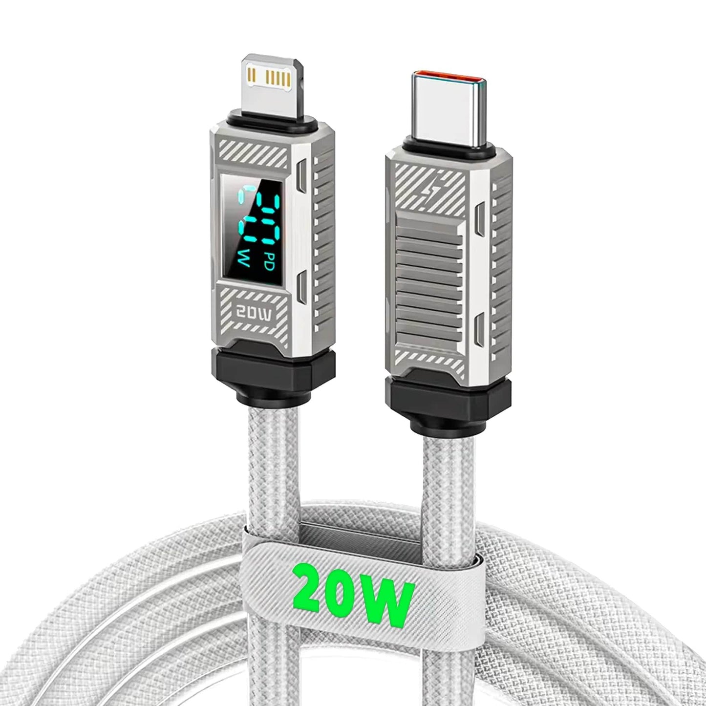 Cablu de Incarcare si Transfer de Date Timebox, USB-C la Lightning, 2m, Alb