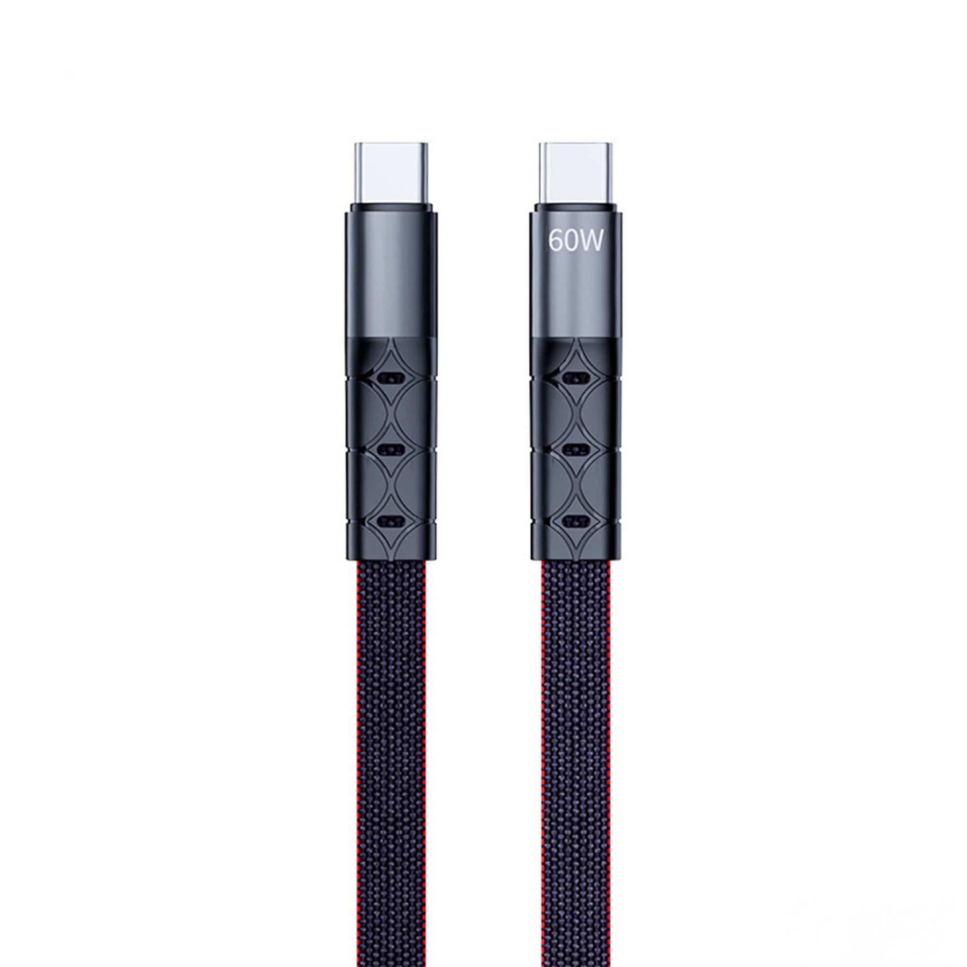 Cablu de Incarcare si Transfer de Date, Timebox, Fast Charge 65W, 2m, USB-C la Type-C, Slim, Negru - 221.ro