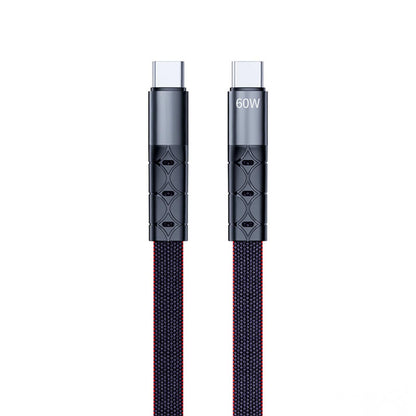 Cablu de Incarcare si Transfer de Date, Timebox, Fast Charge 65W, 2m, USB-C la Type-C, Slim, Negru - 221.ro