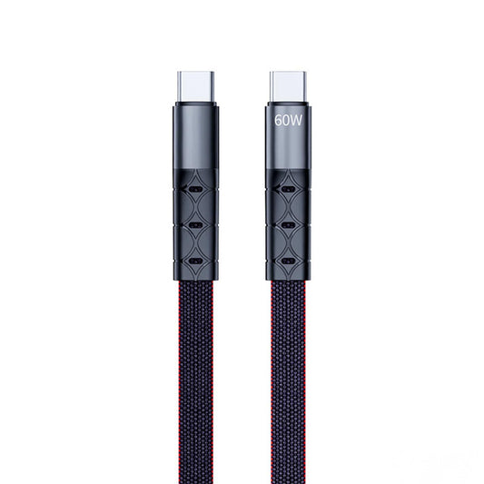 Cablu de Incarcare si Transfer de Date, Timebox, Fast Charge 65W, 2m, USB-C la Type-C, Slim, Negru - 221.ro