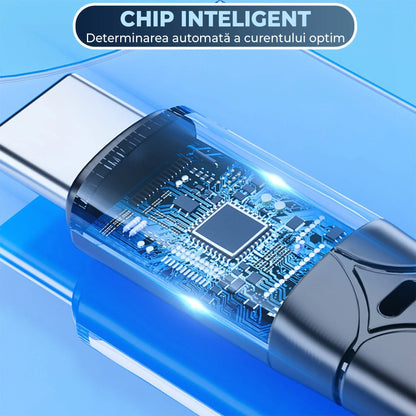 Cablu de Incarcare si Transfer de Date, Timebox, Fast Charge 65W, 2m, USB-C la Type-C, Slim, Negru - 221.ro