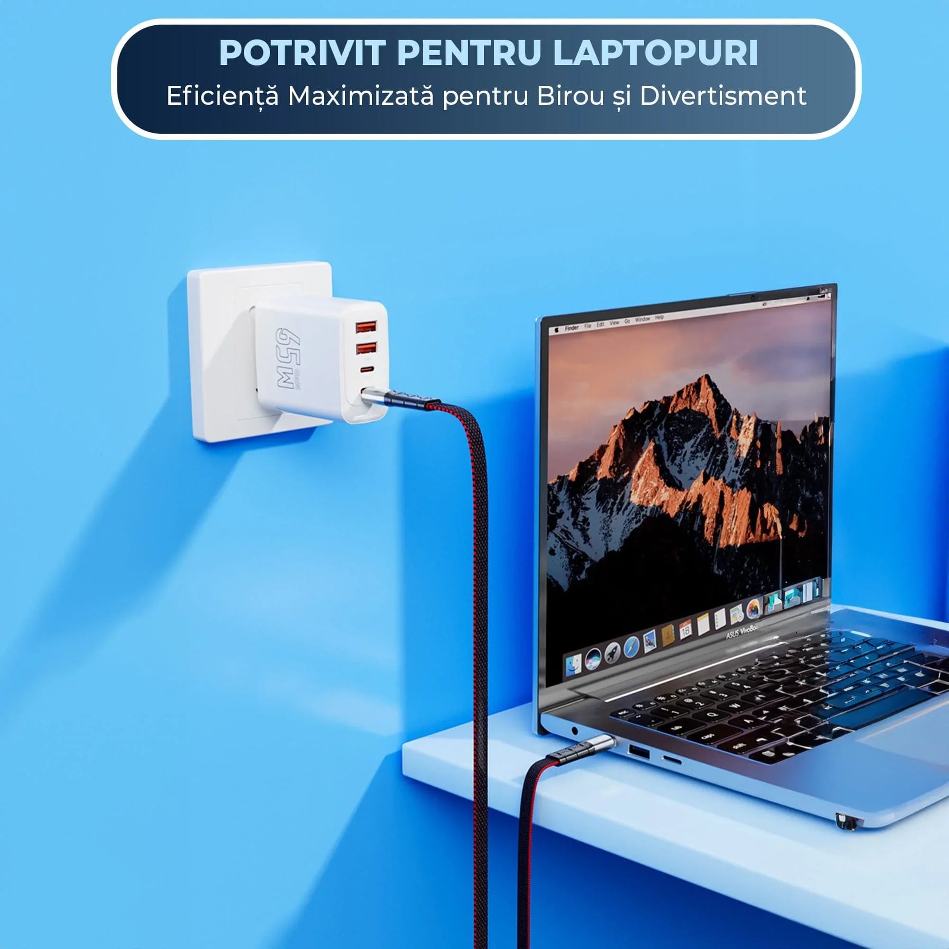 Cablu de Incarcare si Transfer de Date, Timebox, Fast Charge 65W, 2m, USB-C la Type-C, Slim, Negru - 221.ro