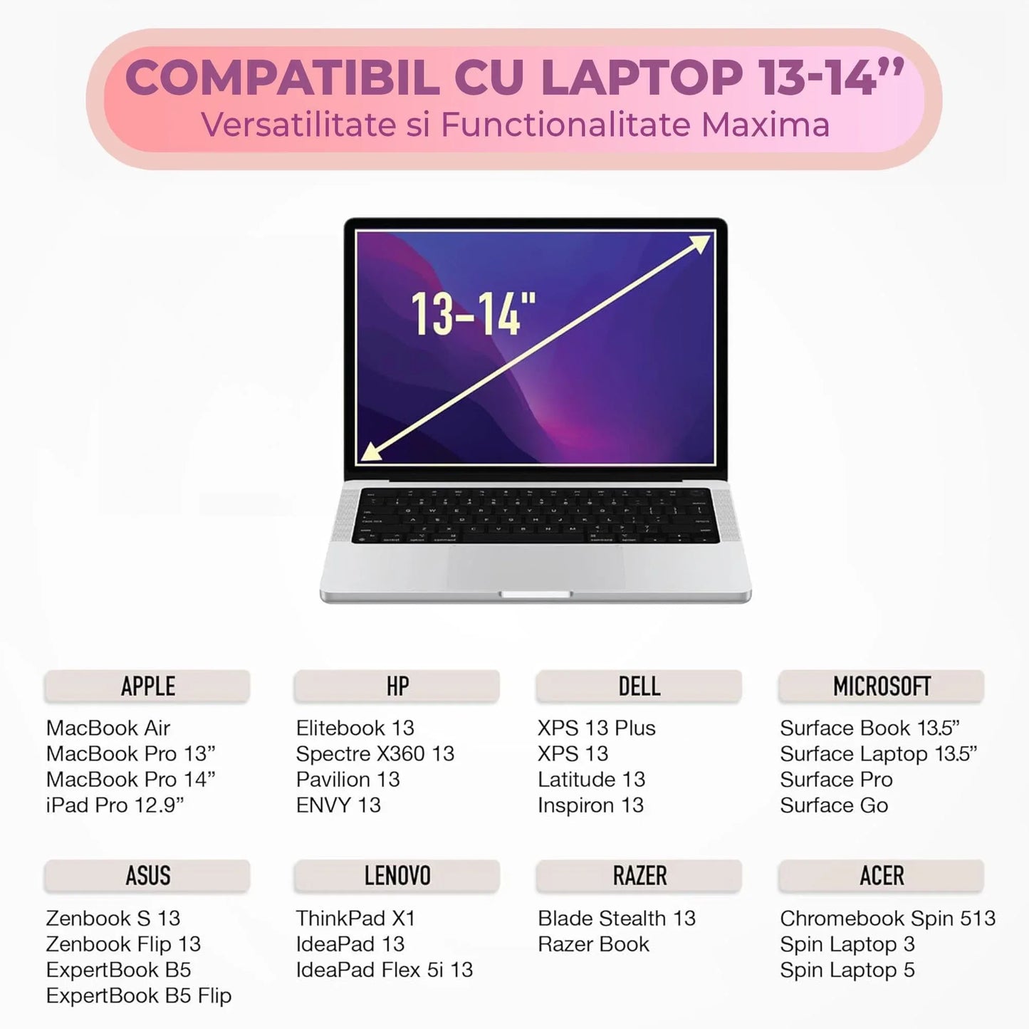 Geanta Laptop/iPad portabila Timebox, 13'', 14'' inch, Ultrabook, Negru