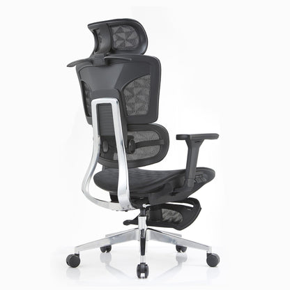 Scaun ergonomic Timebox, Reglare inaltime spatar in 6 pozitii 150°, Cotiere 5D, Plasa Mesh, Profil lombar flexibil, Spatar si Baza din aluminiu durabil, pana la 150 kg, Negru - 221.ro