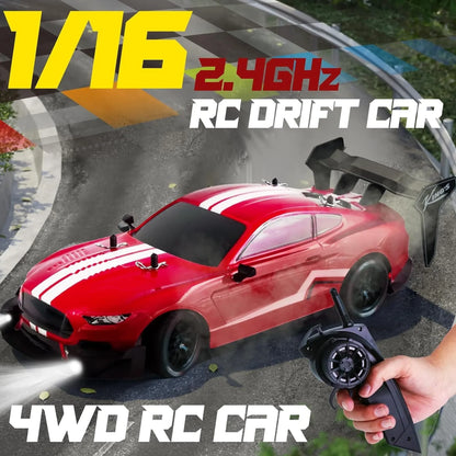 Masina cu telecomanda RC Timebox, 30km/h, 1:16, 4x4, Drift car, lumini LED, Rosu