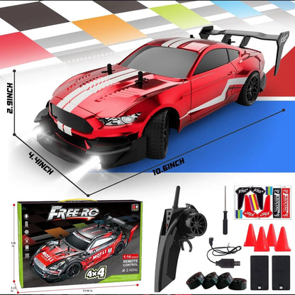 Masina cu telecomanda RC Timebox, 30km/h, 1:16, 4x4, Drift car, lumini LED, Rosu