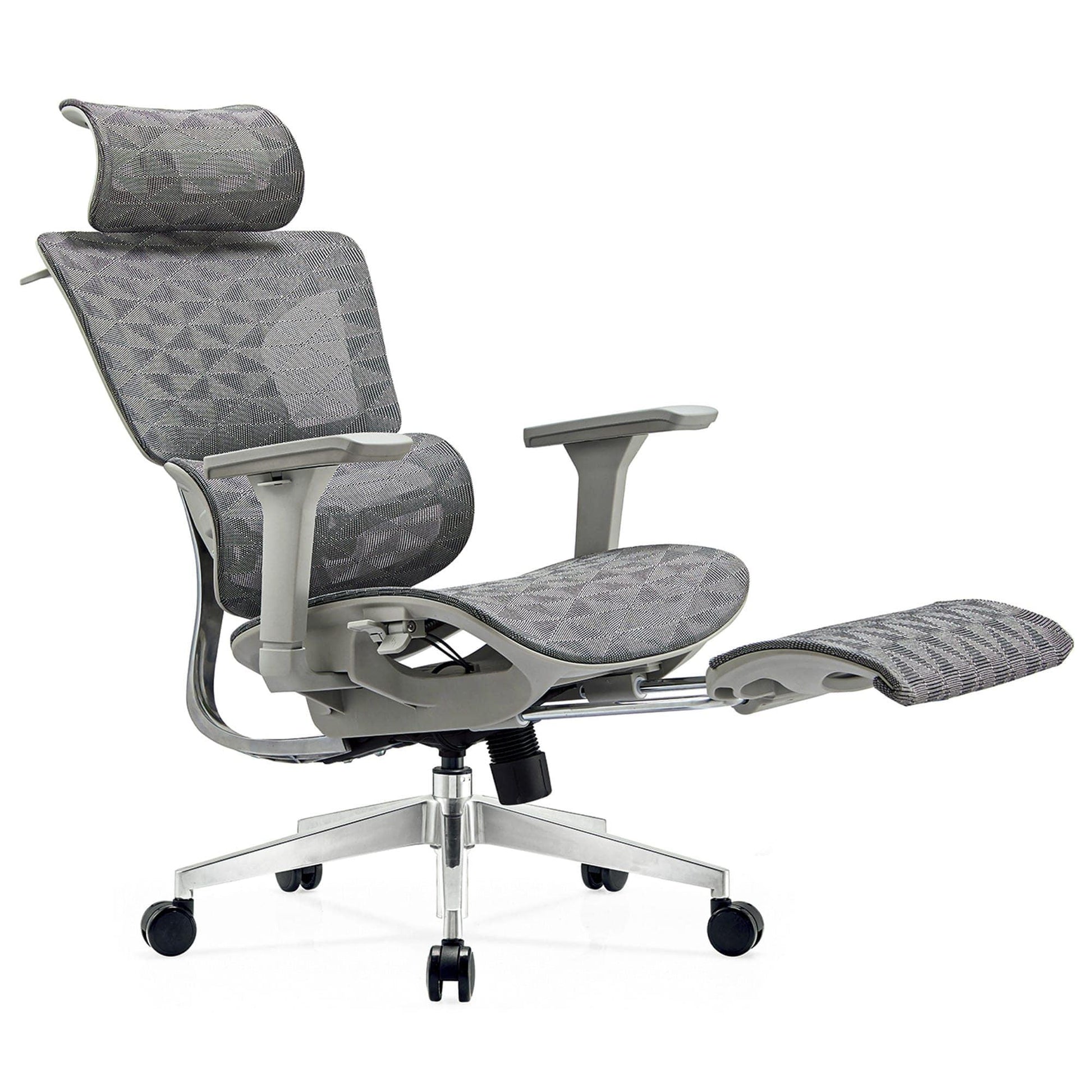 Scaun ergonomic Timebox, Reglare inaltime spatar in 6 pozitii 150°, Cotiere 5D, Plasa Mesh, Profil lombar flexibil, Spatar si Baza din aluminiu durabil, pana la 150 kg, Gri - 221.ro