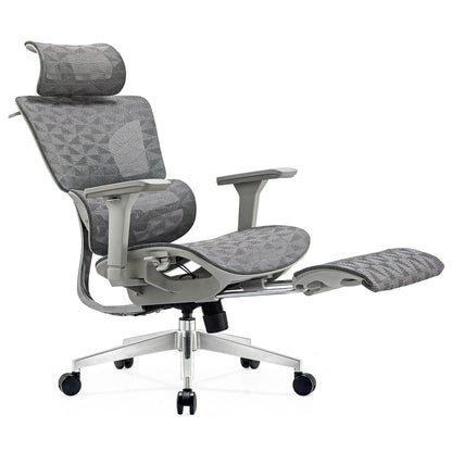 Scaun ergonomic Timebox, Reglare inaltime spatar in 6 pozitii 150°, Cotiere 5D, Plasa Mesh, Profil lombar flexibil, Spatar si Baza din aluminiu durabil, pana la 150 kg, Gri - 221.ro