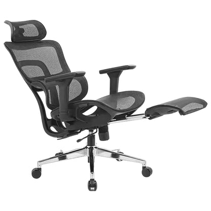 Scaun ergonomic Timebox, Reglare inaltime, spatar in 6 pozitii 150°, Cotiere 4D, Plasa Mesh, Profil lombar flexibil, Suport Picioare, Baza din aluminiu durabil, pana la 150 kg, Negru - 221.ro