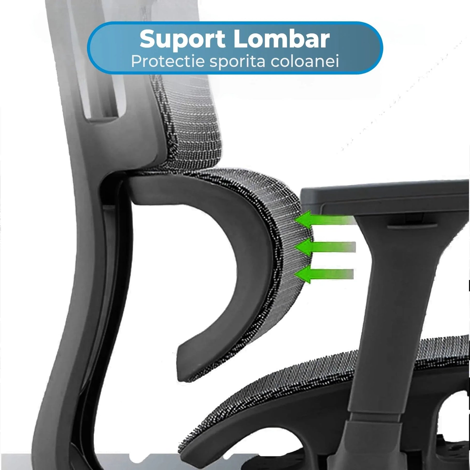 Scaun ergonomic Timebox, Reglare inaltime, spatar in 6 pozitii 150°, Cotiere 4D, Plasa Mesh, Profil lombar flexibil, Suport Picioare, Baza din aluminiu durabil, pana la 150 kg, Negru - 221.ro