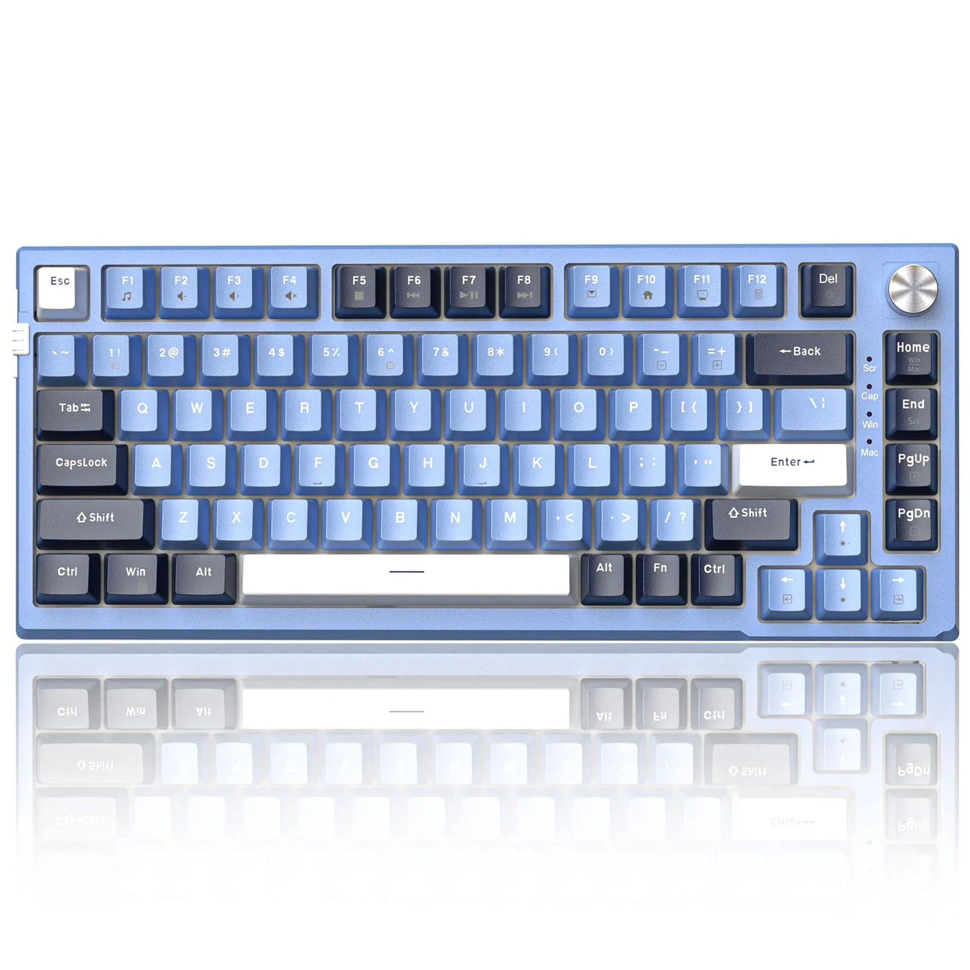 Tastatura Mecanica Gaming Timebox TKL, 75%, iluminare RGB, 83 taste, Control Rotativ Volum, cu cablu Type-C, Blue Switch, Hot-Swap, Portabila, Albastru - 221.ro