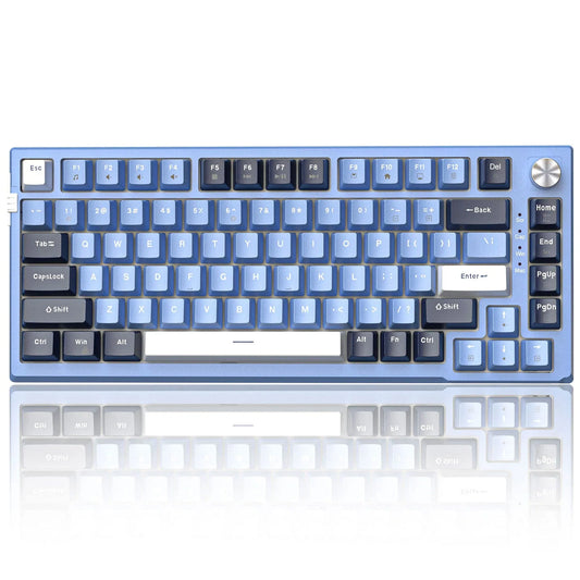 Tastatura Mecanica Gaming Timebox TKL, 75%, iluminare RGB, 83 taste, Control Rotativ Volum, cu cablu Type-C, Blue Switch, Hot-Swap, Portabila, Albastru - 221.ro