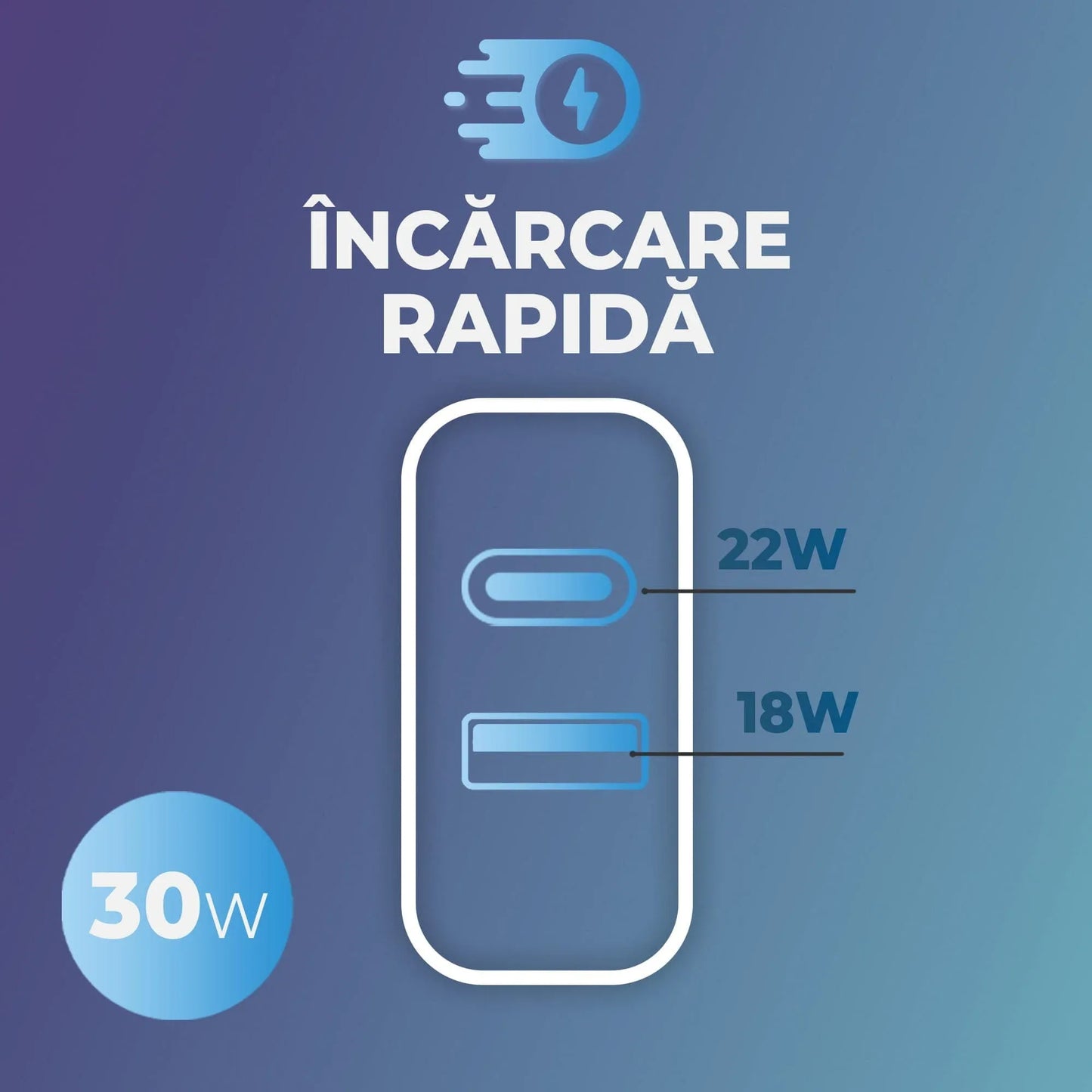 Incarcator Retea Timebox, 2 Porturi, 30W, 1 x USB, 1 x Type-C, Transparent