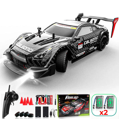 Masina cu telecomanda RC, Timebox, Drift car, 30km/h, 4x4, lumini LED, cauciucuri interschimbabile, 2 baterii tip acumulator incluse, 1:16, Negru - 221.ro