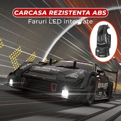 Masina cu telecomanda RC, Timebox, Drift car, 30km/h, 4x4, lumini LED, cauciucuri interschimbabile, 2 baterii tip acumulator incluse, 1:16, Negru - 221.ro