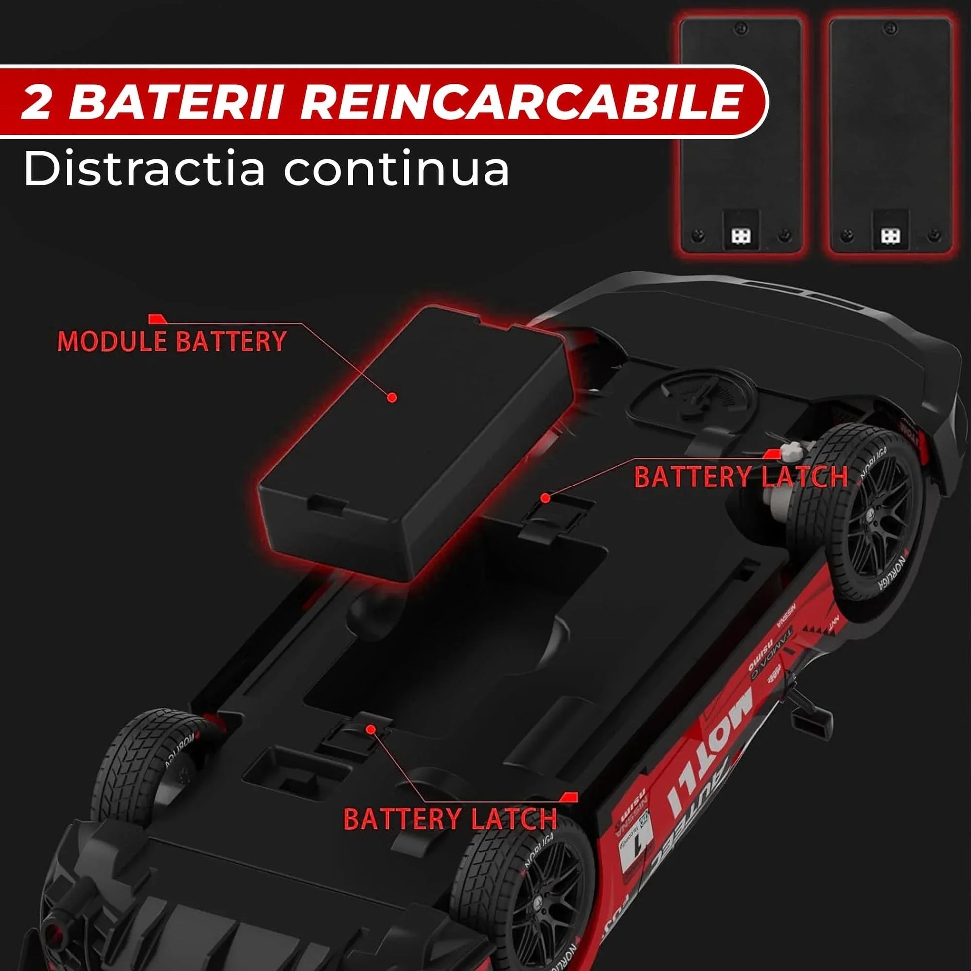 Masina cu telecomanda RC, Timebox, Drift car, 30km/h, 4x4, lumini LED, cauciucuri interschimbabile, 2 baterii tip acumulator incluse, 1:16, Negru - 221.ro