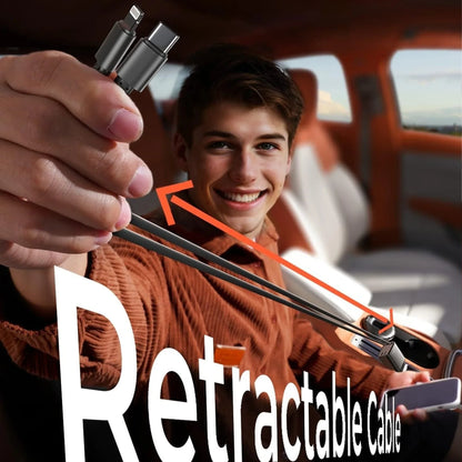 Incarcator auto 66W Super Fast Charge 4 in 1, Timebox, Cablu Retractabil Type-C + USB-C, Mufa USB, USB-C, Afisaj LED, Universal, Compatibil iPhone 15, Samsung, Huawei, Design Compact - 221.ro