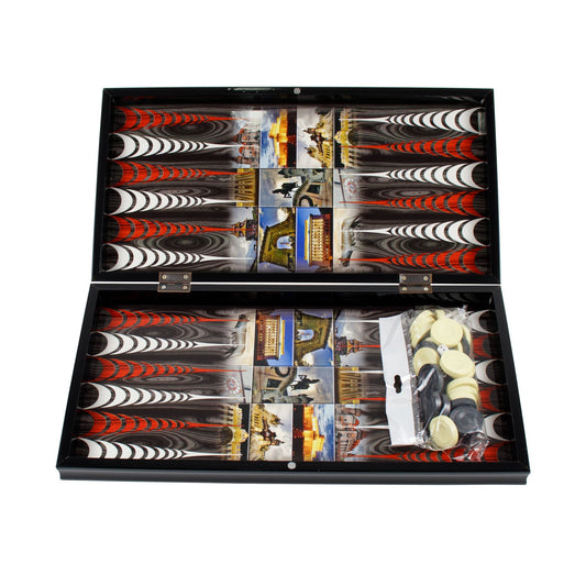 Joc de table din lemn lacuit cu peisaje 50x50 cm / 986