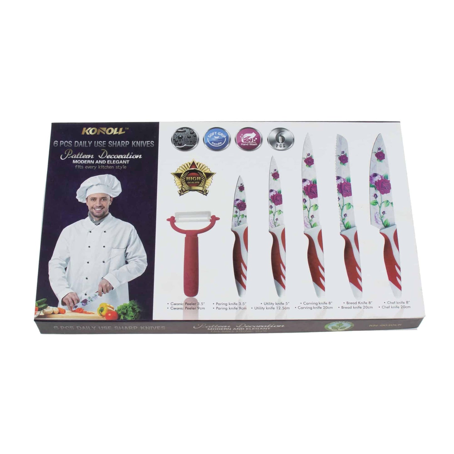 Set cutite bucatarie 6 piese cu invelis ceramic / 4543