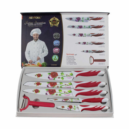Set cutite bucatarie 6 piese cu invelis ceramic / 4543