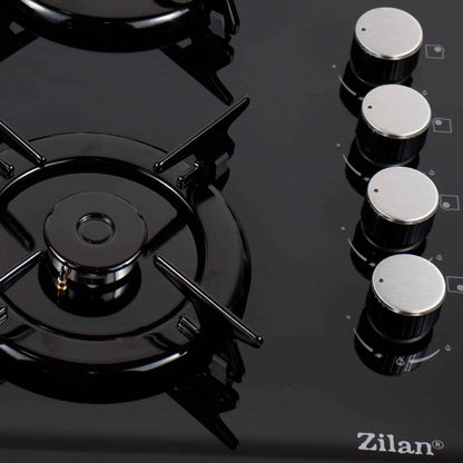 Plita incorporabila, gaz GPL sau natural cu 4 ochiuri, aprindere electrica, sticla, negru / ZLN 0058