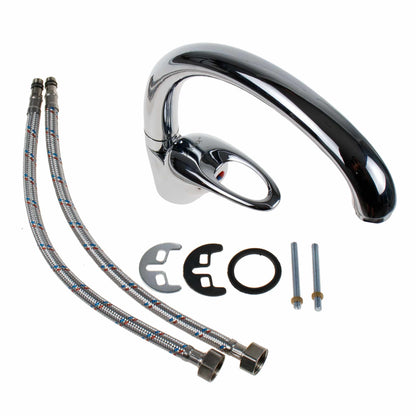 Baterie inox bucatarie, ZILAN, pipa lunga mobila lebada, monocomanda, cartus ceramic 40mm / ZLN 7819