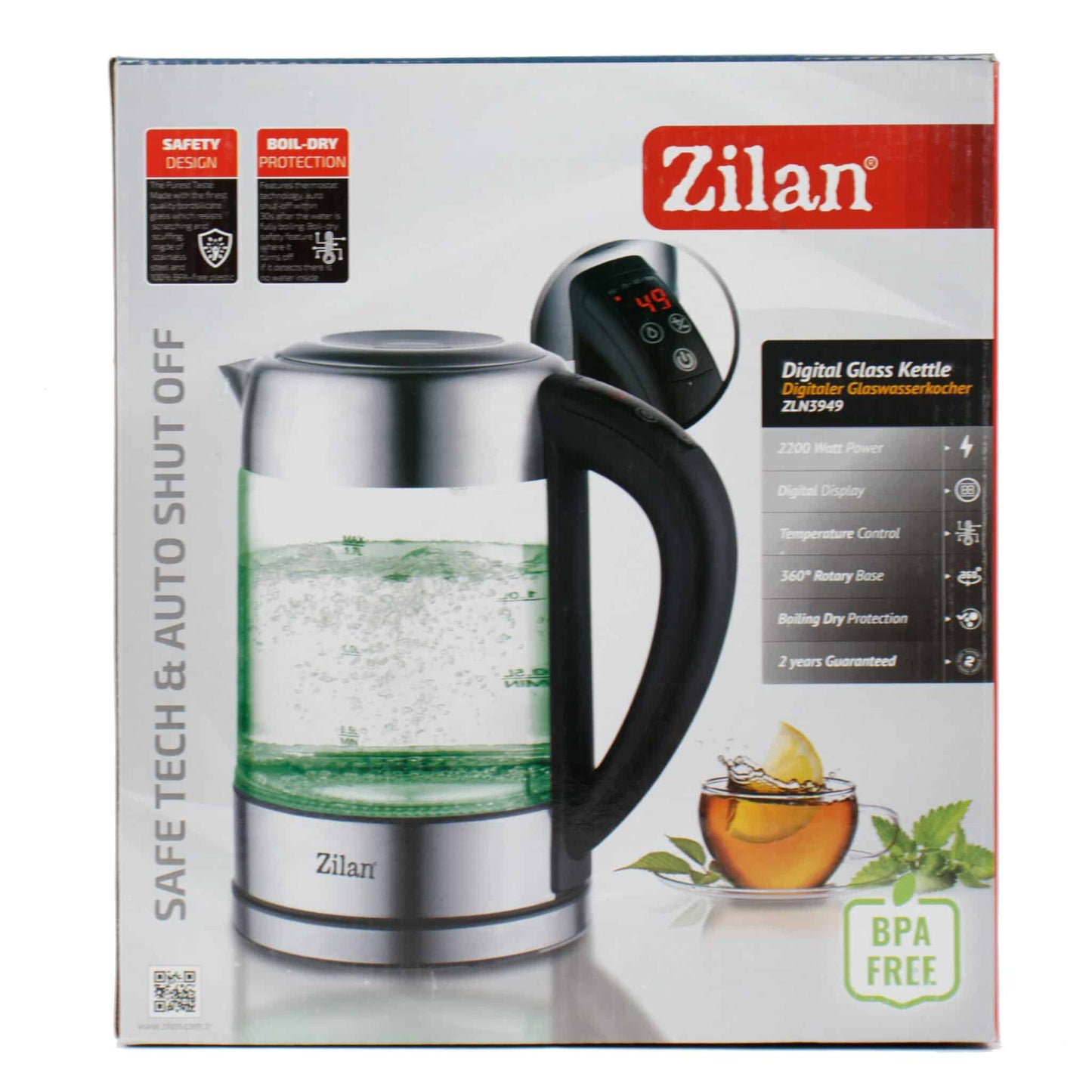 Cana fierbator electrica, Temperatura controlata digital, Iluminare apa led, capacitate 1.7L, putere 2200W / ZLN 3949