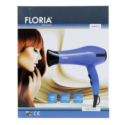 Uscator par cu protectie la supraincalzire, putere 2000W, albastru / ZLN 8983