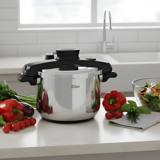 Oală sub presiune SafePlus 6L, inox, gătire rapidă, sistem de siguranță, compatibilă inducție ZILAN / ZLN5298