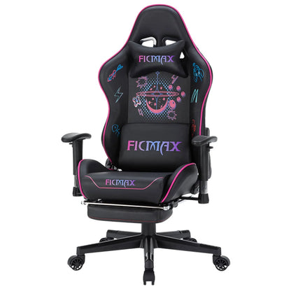 Scaun Gaming Timebox, Reglaj Spatar 160°, Suport Picioare Extensibil, Tetiera si Perna Lombara, Cadrul Metalic Rezistent, Material Premium, Ajustare 3D a Bratelor – Negru/Roz - 221.ro